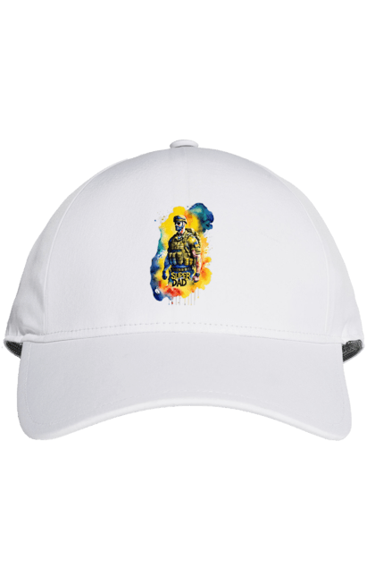 Кепка з принтом "Супер тато ЗСУ". День батька, день тата, зсу, люблю тата, супер, супер тато, супер тато зсу, тато, тато зсу, україна. 2070702