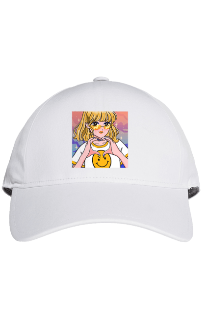 Кепка з принтом "Жовта Дівчинка". Аніме, дівчинка, смайл. 2070702