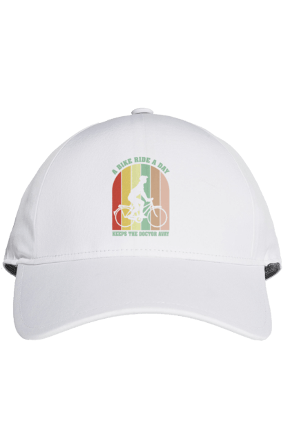 Кепка з принтом "Поїздка на велосипеді". Велопрогулянка, велосипед, здоровий спосіб життя, зож, поїздка на велосипеді. 2070702