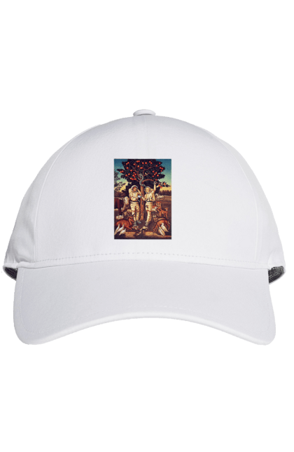 Кепка з принтом "Картина Адам І Єва Космонавти". Адам, єва, звірі, змія, картина. CustomPrint.market