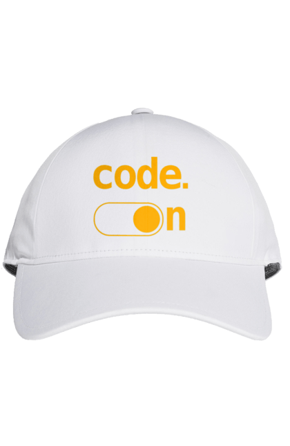 Кепка з принтом "Код увімкнено". Айті, айтішник, для айтішника, для програміста, код увімкнено, подарунок айтішнику, подарунок програмісту, програміст, розробник. 2070702