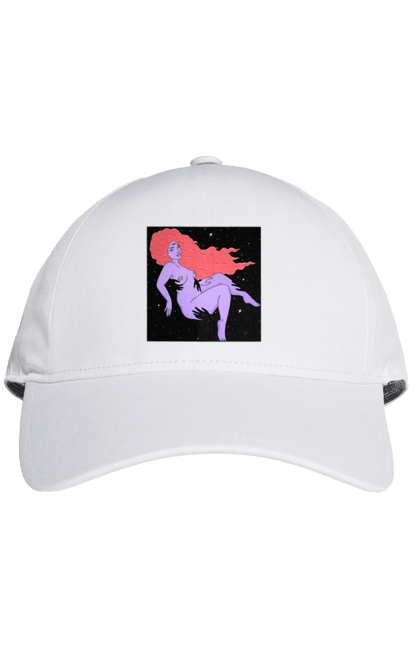 Кепка з принтом "Фіолетова Дівчина В Чорній Дирі". Дівчина, лапають. 2070702