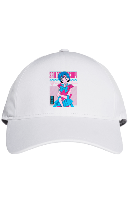 Кепка с принтом Сейлор Мун Меркурий. Ami mizuno, sailor mercury, sailor moon, ами мидзуно, аниме, драма, махо-сёдзё, сейлор мун, сериал\. 2070702