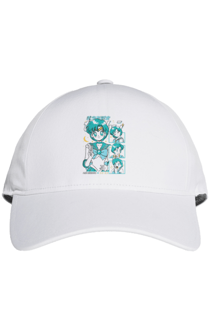 Cap with prints Sailor Moon Mercury. Ami mizuno, anime, drama, magical girl, sailor mercury, sailor moon, tv series. 2070702