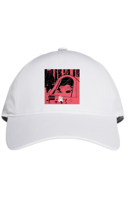 Cap with prints 69 In The Tent. 69, bear, forest, sex, tent. 2070702