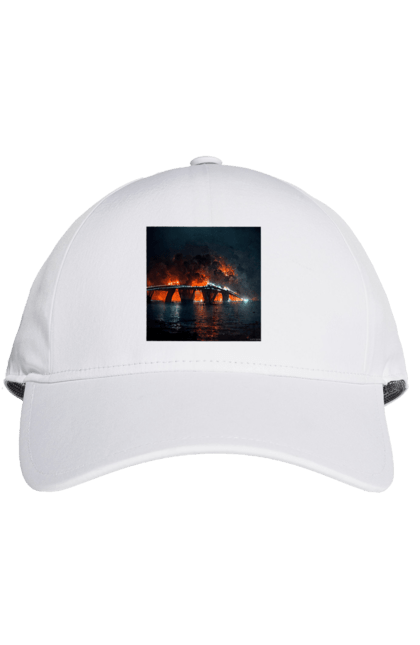 Кепка з принтом "Кримський мост горить". Армія росії, армія україни, годить, зсу, крим, мост, удар, удар зсу. 2070702