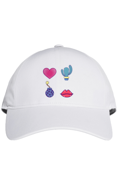 Кепка з принтом "Серце, Кактус, Бомба, Губи". Бомба, губи, кактус, серце. 2070702