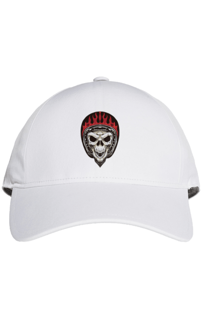 Кепка з принтом "Череп в мотошоломі". Мото, скелет, череп, шолом. 2070702