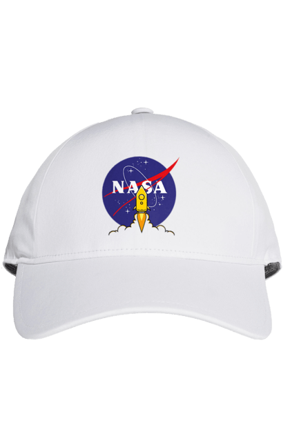 Cap with prints NASA. Aeronautics, astronautics, aviation, nasa, research, rocket, science, space, technologies, usa. 2070702