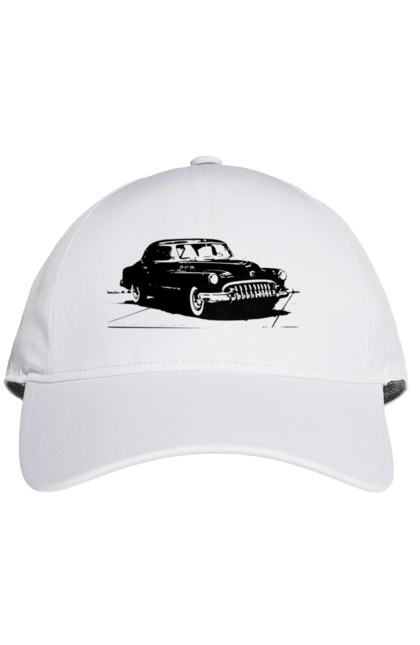 Кепка з принтом "Авто.6". Авто, графіка, малюнок, ретро авто, чорно-білий. 2070702