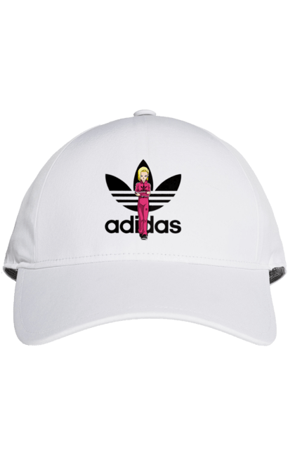 Кепка с принтом Adidas Андроид 18. Adidas, android 18, dragon ball, адидас, андроид 18, аниме, жемчуг дракона, киборг, манга, сериал. 2070702