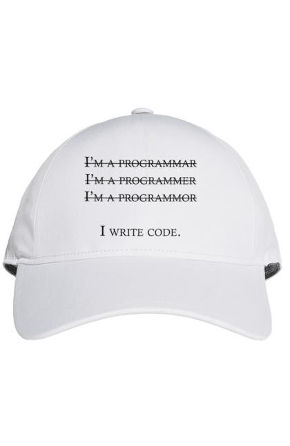 Кепка з принтом "Я Пишу Код, Програміст, Чорний". День програміста, клд, пишу код, програма, програміст. ART принт на футболках