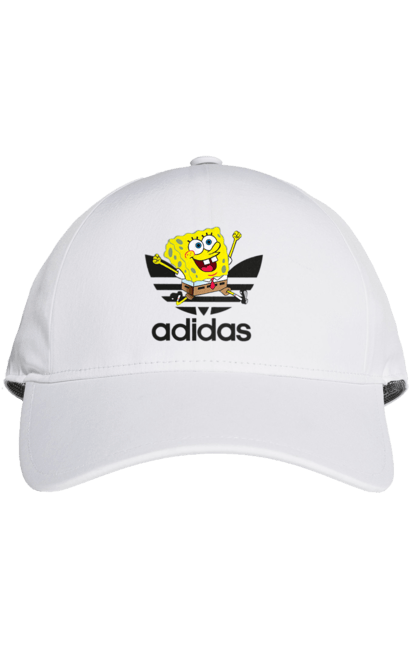 Кепка с принтом Adidas Губка Боб. Adidas, spongebob, адидас, баскетбол, губка боб, мультик, мультсериал, мяч, спанч боб, спорт. 2070702