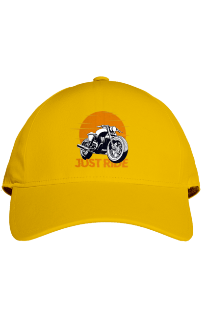Cap with prints Motorcycle, Just Go. Motorbike, riding, road. 2070702