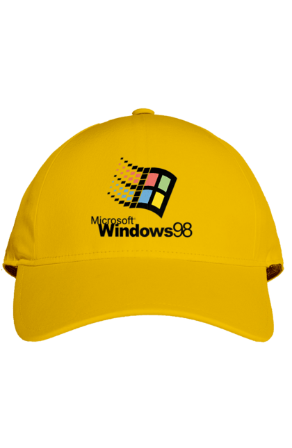 Кепка с принтом Windows98. Angular, c, css, html, it, javascript, jquery, php, programmer, python, react, svelt, vue, айти, айтишник, код, кодировать, кодить, прогер, программист, программисты, ты ж, ты же, ты же программист, тыж, тыж программист, юмор. 2070702