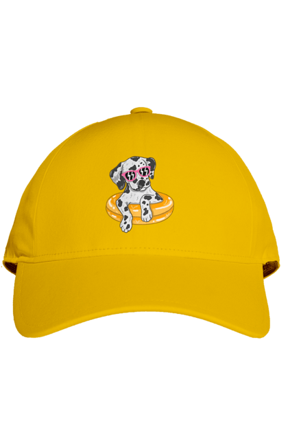 Кепка з принтом "Далматинець Плаває У Колі". Далматинець, окуляри, плавати, собака. 2070702