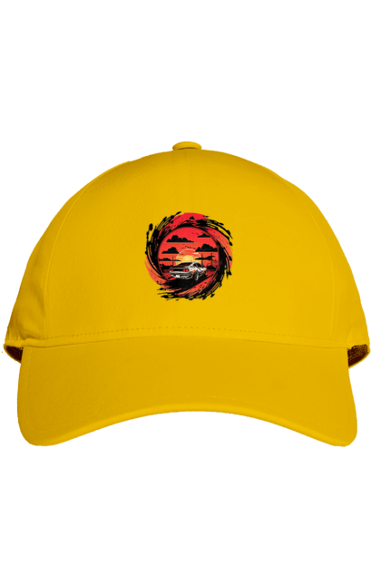 Кепка з принтом "Феррарі на заході сонця". Авто, автомобіль, машини, феррарі. 2070702