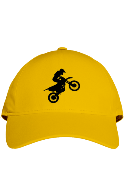 Кепка з принтом "Силует Мотоцикліста". Мотоцикл, мотоцикліст, шолом. 2070702