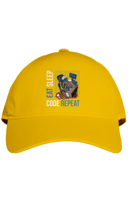 Кепка з принтом "Їж Cпи Кодуй Повторюй". Айті, айтішник, для айтішника, для програміста, їж спи, кодуй повторюй, подарунок айтішнику, подарунок програмісту, програміст, розробник. 2070702