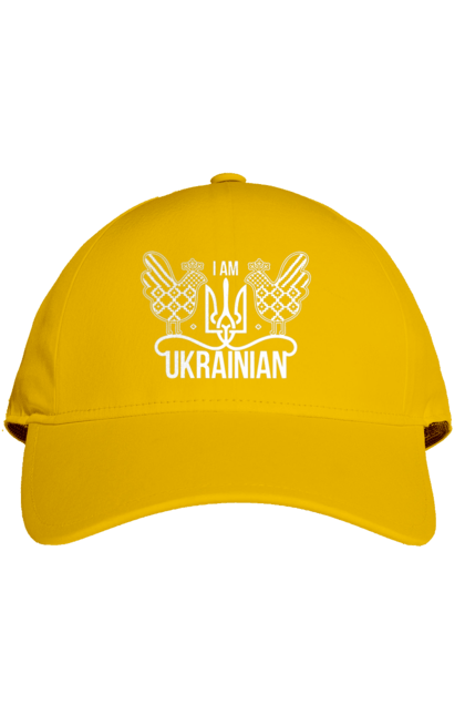 Кепка з принтом "Я українець". Вишиванка, з гербом, з гербом україни, з тризубом, патріотична, я українець, як у зеленського. 2070702