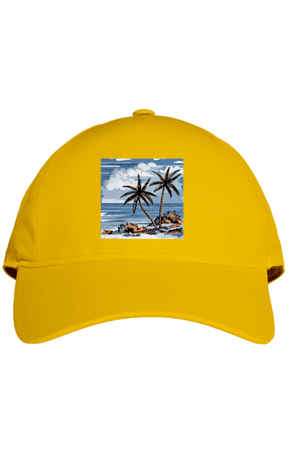 Кепка з принтом "Пальми І Небо". Море, небо, пальми, хмари. 2070702
