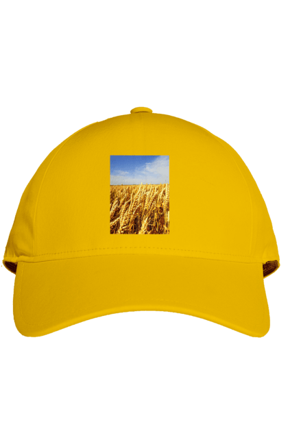 Кепка з принтом "Україна". Голубизна, красота, небо, поле, природа, пшеница. 2070702