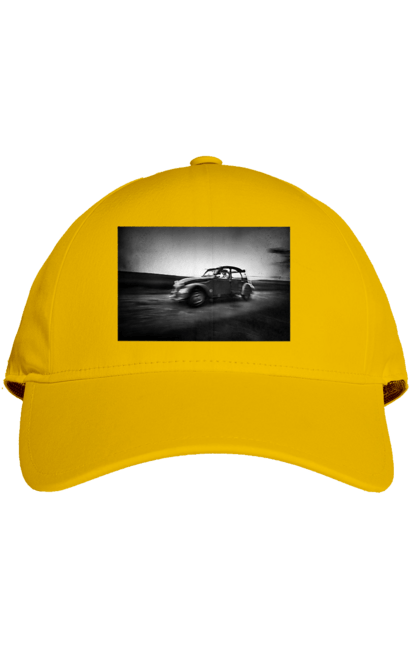 Кепка з принтом "Ретро машина чб". Авто, ретро, ретро машина, чорно біла машина. 2070702