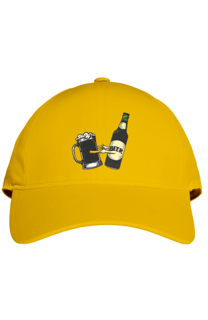 Кепка з принтом "Пляшка Пива З Келихом Пива". Келих, пиво, пляшка. 2070702