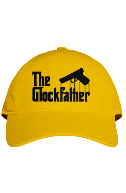 Кепка з принтом "The GlockFather". Gangster, glockfather, godfather, godfather reference, вогнепальна зброя, гангстер, глок, зброя, пістолет, пістолет. 2070702