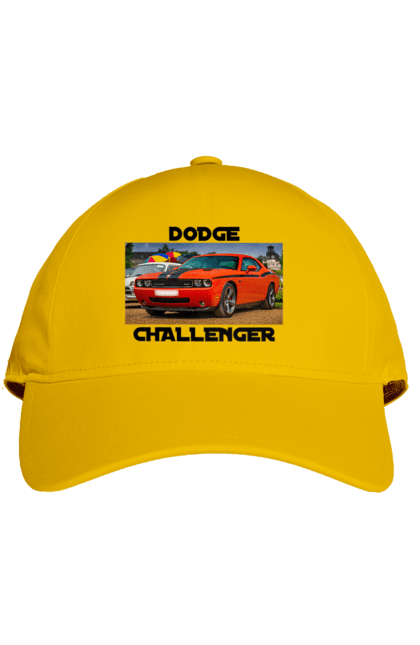 Кепка з принтом "Додж челенджер". Авто, автомобіль, американська легенда, додж челенджер, класичне авто, культовий автомобіль, масл кар, потужний автомобіль. 2070702