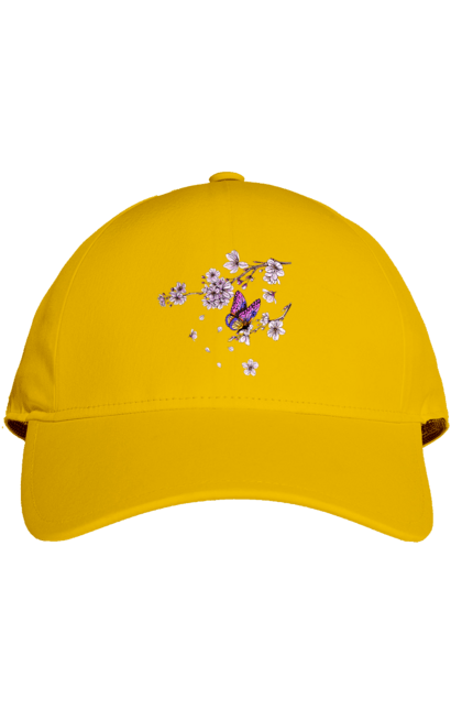 Кепка з принтом "Метелик І Сакура". Весна, дерево, метелик, сакура. 2070702