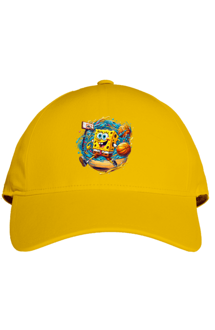 Cap with prints SpongeBob. Animated series, ball, basketball, cartoon, spongebob, spongebob squarepants, sport. 2070702