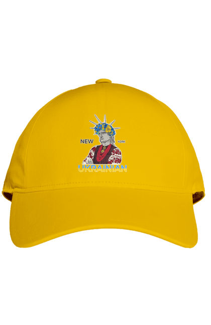 Cap with prints UA & NY. Embroidered shirt, new york, statue of liberty, ukraine, wreath. 2070702