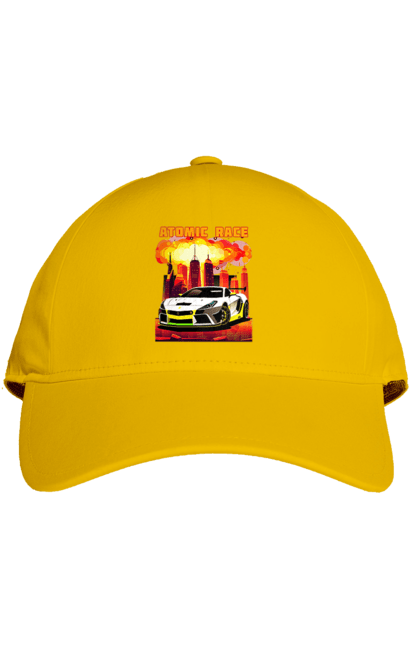 Кепка з принтом "Атомна гонка". Авто, автомобіль, атомні перегони, гонки, гоночні машини, спортивна машина, спорткар. 2070702