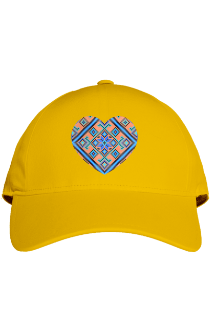 Cap with prints Heart embroidery. Cross stitch, embroidered shirt, embroidery, heart, i love ukraine, symbols of ukraine, traditions of ukraine, ukraine. 2070702