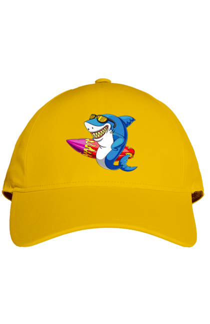 Кепка з принтом "Акула В Окулярах З Серфінгом". Акула, літо, окуляри, серфінг. 2070702