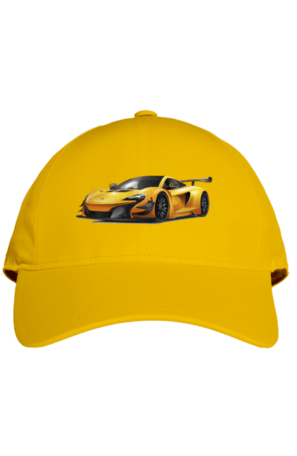 Кепка з принтом "Спорткар". Автомобіль, жовтий автомобіль, жовтий спорткар, спорт, спорткар. 2070702