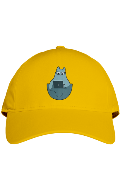 Кепка з принтом "Кіт програміст". Angular, c, css, html, it, javascript, jquery, php, python, react, svelt, vue, айтишник, айті, гумор, код, кодувати, прогер, програміст, програмісти, ти ж, ти ж програміст, тиж програміст. 2070702