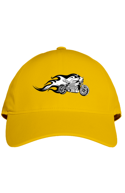 Кепка з принтом "Мотоцикл Вогонь". Мото, мотоцикл, огонь. 2070702