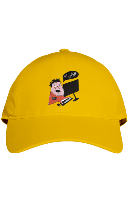 Cap with prints I`m fine. Aitі, angular, c, code, css, html, humor, it, it specialist, javascript, jquery, koduvati, php, proger, programmer, programmers, python, react, svelt, type programmer, vue, you. 2070702