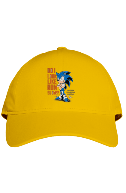 Cap with prints Sonic the Hedgehog. Comic, hedgehog, mascot, multisterial, sega, sonic, sonic the hedgehog, video game. 2070702