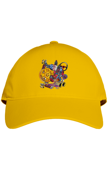 Кепка з принтом "Автозапчастини". Автозапчастини, гонка, драгрейсинг, драйв, машина, стрітрейсинг. 2070702