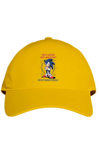 Cap with prints Sonic the Hedgehog. Comic, hedgehog, mascot, multisterial, sega, sonic, sonic the hedgehog, video game. 2070702