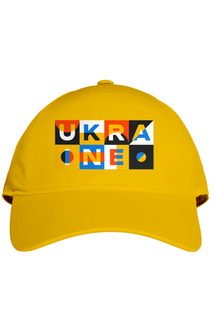 Cap with prints Ukraine. Symbol of ukraine, ukraine, ukrainian inscription, ukrainian text. 2070702