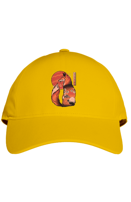 Cap with prints Kitsune. Animal, cherry blossoms, flowers, fox, great wave, japan, japanese, kitsune, mount fuji, red fox. 2070702