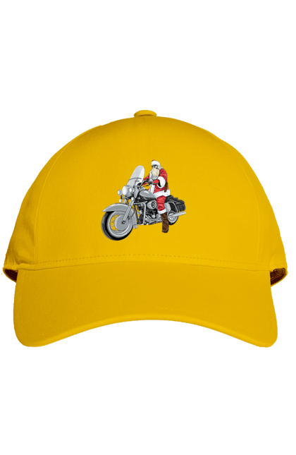 Кепка з принтом "Санта На Мотоциклі". Мотоцикл, новий рік, санта, свято. 2070702