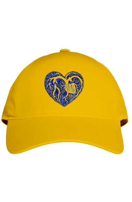 Кепка з принтом "Серця незламних". Жрвто синій, незламні, серце, символіка, україна. 2070702