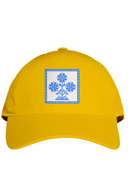 Кепка з принтом "Жовто блакитна вишивка квіти". Вишивка, вишивка хрестиком, квіти, символ україни, традиції україни, україна. 2070702