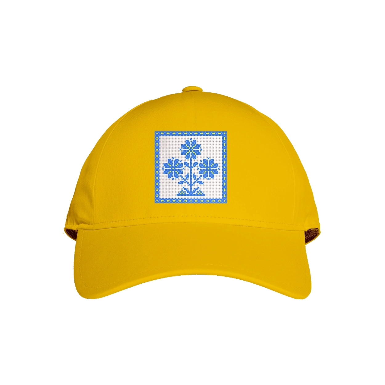 Yellow blue embroidery flowers