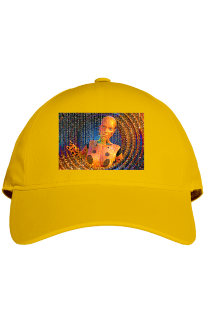 Кепка з принтом "Штучний інтелект". Айті, айтішник, гик, жінка, знання, інженер, інтелект, кібер, кібернетика, кіборг, код, комп, комп`ютерник, кристал, машинне навчання, мікросхема, мозок, портрет, програміст, професіонал, професія, розробник, розум, хакер, чіп, штучний інтелект, штучний розум. 2070702